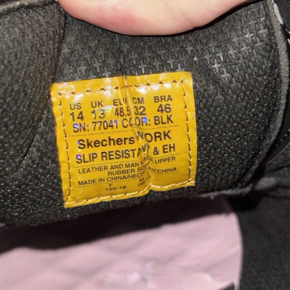 Skechers Cottonwood Elks Work Black Leather Slip Resistant Oxfords Men’s Size 14 - Picture 8 of 8